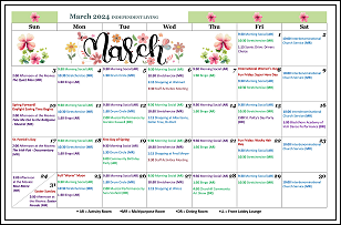Independent Living Activities Calendar