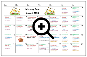 Memory Care Activities Calendar